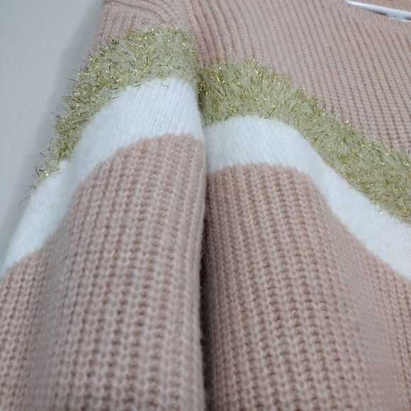 Metallic Pink Sweater Knit Colorblock Women’s Size L Boho Long Sleeve Rare Find - Picture 3 of 11